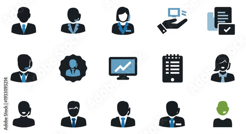 Business People Icons Set Vector Illustration.