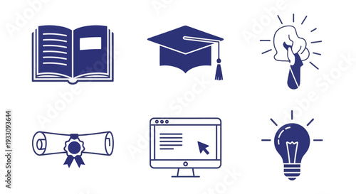 Education Icons Representing Learning and Ideas.