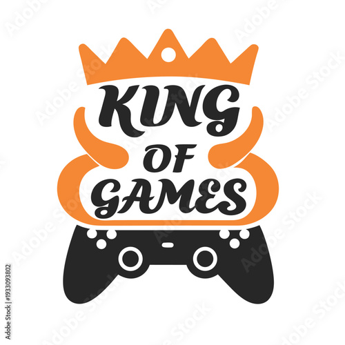 King of Games Gaming T-shirt Design with Crown and Controller