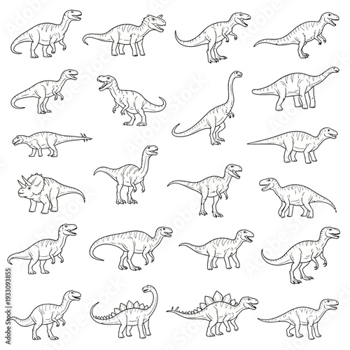 Collection of various dinosaurs in different poses