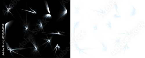Dazzling starlight effects on black and white backgrounds