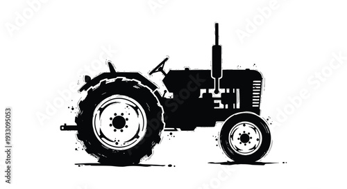 vintage tractor with a white background