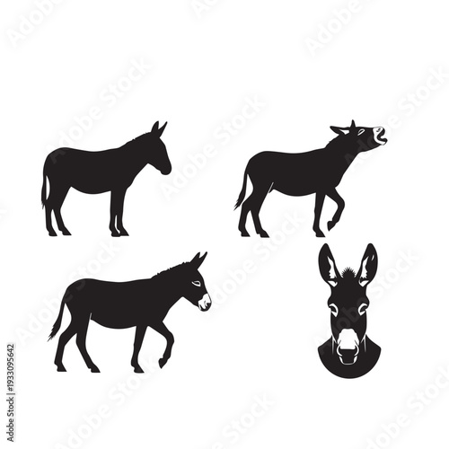 Donkey Silhouette Set Black and White Vector Illustration

Donkey Outline Collection Minimal Monochrome Vector

Donkey Animal Silhouette Pack Black White Clipart