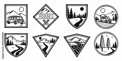 A collection of various camping and outdoor activity symbols and icons. Vector