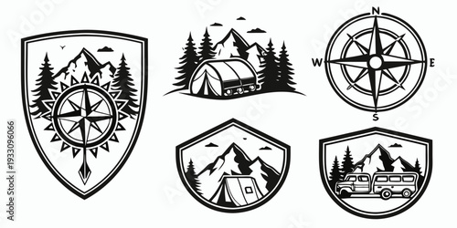 A collection of unique and intricate heraldic crests and emblems Vector