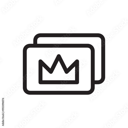 Premium member card isolated icon, vip card with crown vector symbol with editable stroke
