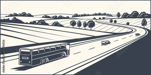 Aerial view of a bustling city with a busy highway and numerous vehicles. Vector