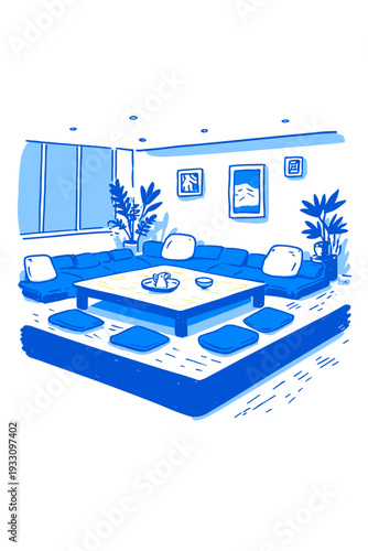 Modern Sunken Conversation Pit Living Room