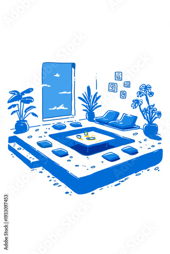 Modern Sunken Conversation Pit Living Room