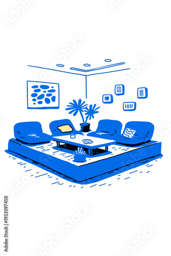 Modern Sunken Conversation Pit Living Room