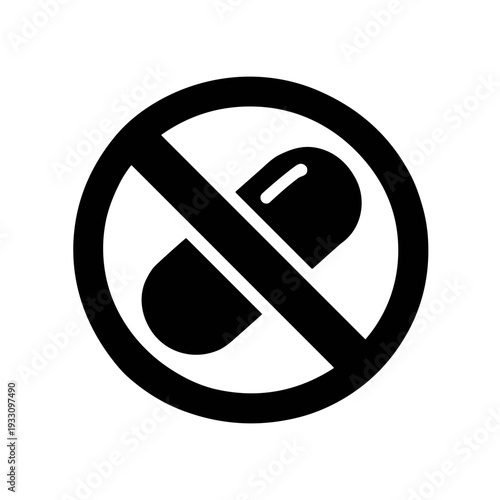 Solid black icon set vector illustration no sugar diet health symbol