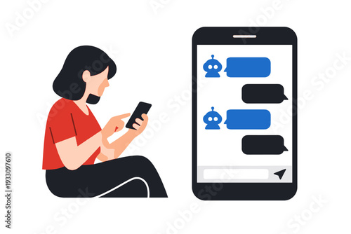 Simple letters chatbot text image conversation ai icon vector generation smartphone no