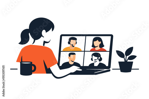 No letters image icon participants composition white multiple text generation remote vector