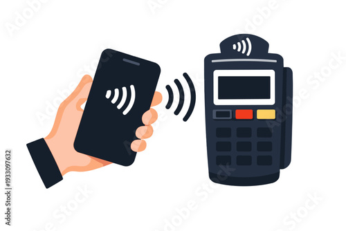 Smartphone vector simple letters composition payment illustration contactless white icon no