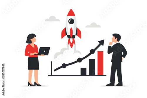 White analytics growth startup no simple vector generation composition image letters text