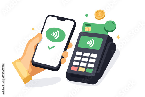 Text composition no contactless image smartphone simple vector icon generation payment white