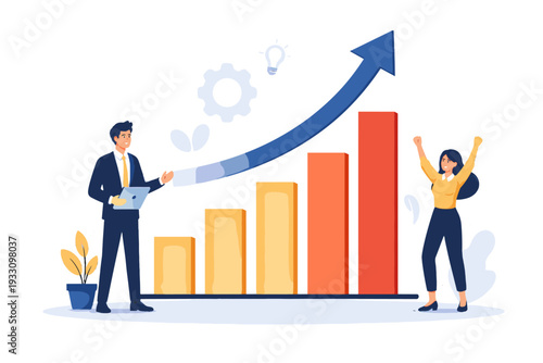 Simple icon generation composition white business graph letters no image growth vector