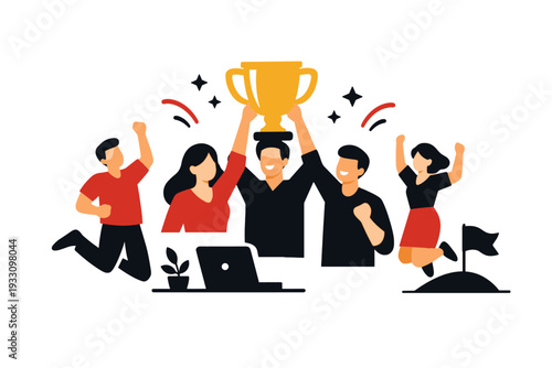 Image team icon simple success composition no vector white text generation trophy
