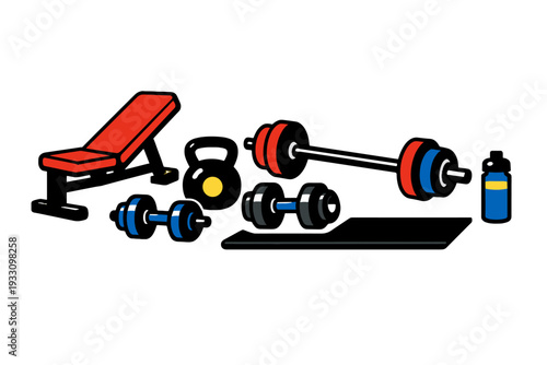 Simple dumbbells modern white generation style icon bold equipment colors image training