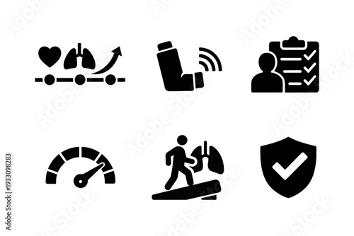 solid black icon set vector illustration respiratory health care