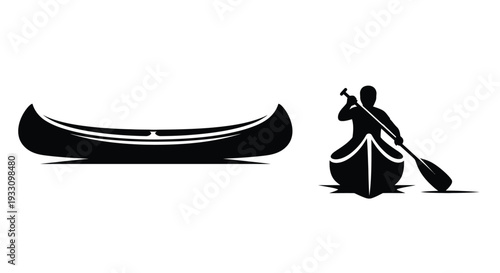 Canoe and paddler illustration a bold graphic representation silhouette