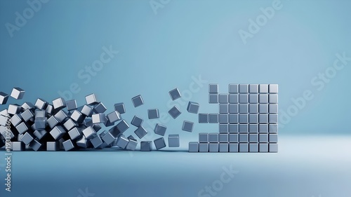 Transforming cubes into structured grid – Great for digital transformation, systematic thinking, or innovation strategy content.