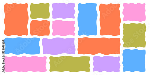 Set of wavy organic rectangle frame, text box shape vector illustration