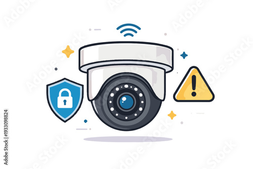 Generation security simple vector image camera minimal white icon modern gradients background