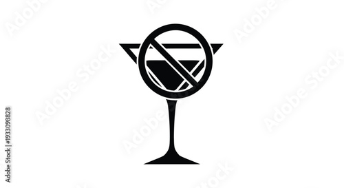 No alcohol allowed a glass with a prohibition symbol silhouette