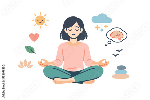 Flat calm clean illustration health isolated mental icon mind character svg vector