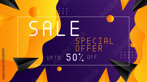 violet, purple and yellow sale promotion discount background, for banner, poster advertising template