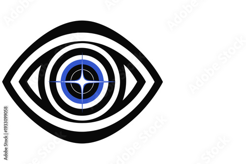 Futuristic eye with compass design intently symbolizing direction and technology on a transparent background with a space to copy .vector icon