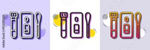 Nasal swab test line icon. Halftone dotted pattern. Gradient icon with grain shadow. Coronavirus testing sign. Covid test tube symbol. Line covid test icon. Various designs. Vector