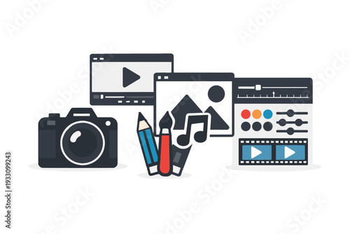 Numbers content flat creation icon no generation vector labels letters simple modern