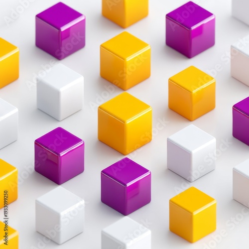 Colorful Cubes in a Geometric Array on a Bright Background for Modern Design and Creativity