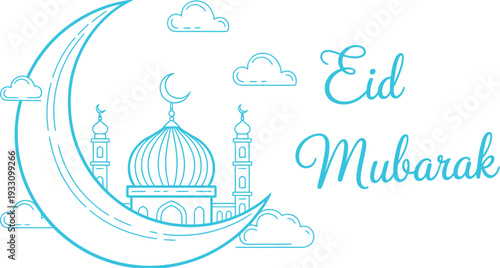 Elegant Eid Mubarak Islamic Greeting Design
