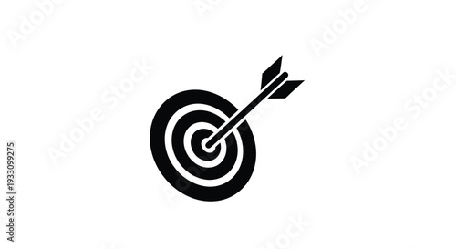 Black arrow hitting a target center a striking graphic silhouette