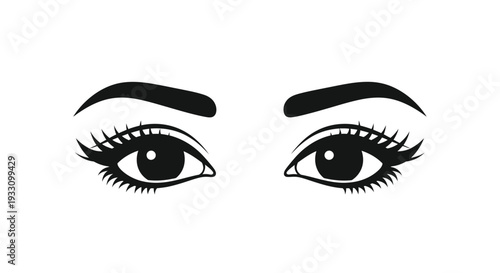 A pair of intensely gazing eyes with long lashes a striking silhouette