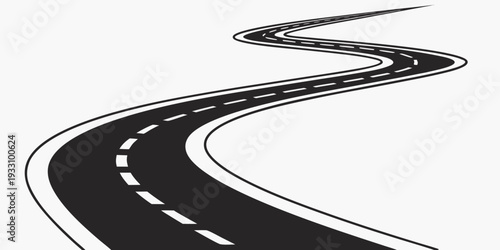 A winding road stretches into the distance, inviting exploration and adventure. Vector