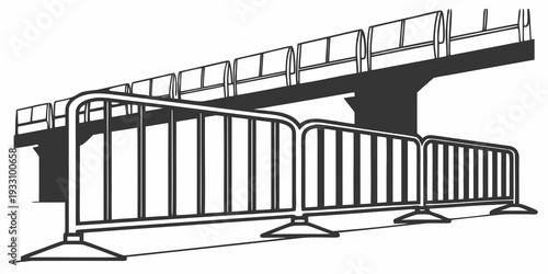 A detailed architectural drawing of a bridge with multiple supports and beams Vector