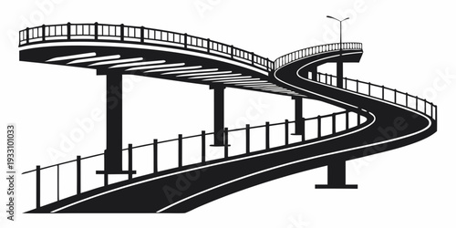 A detailed illustration of a spiral bridge with multiple levels and supports Vector