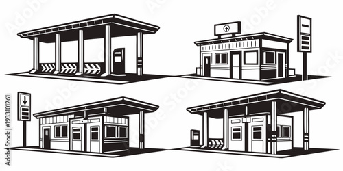 A diverse collection of architectural structures showcasing various roof designs and styles Vector