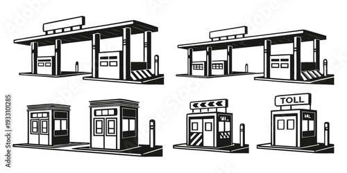 A collection of various architectural styles of buildings and structures Vector