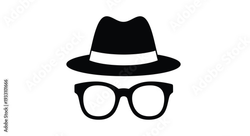 A black fedora and glasses create a mysterious figure silhouette