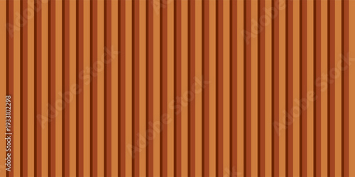 Brown Wood slat background use as banner in panorama long view. Warm Brown wooden wall texture , seamless pattern. Modern ribbed wooden texture for design and decoration.