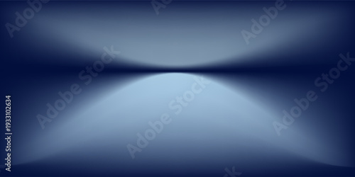 Blue and white studio gradient background. Abstract empty room backdrop. 3d vector cool light texture. Luxury neon lights limbo bg. Dark festive color bg. Modern photo studio spotlight glow podium