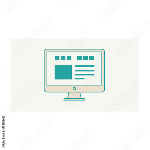 Bild auf Leinwand Modern computer monitor displaying a website with a clean interface and teal acc