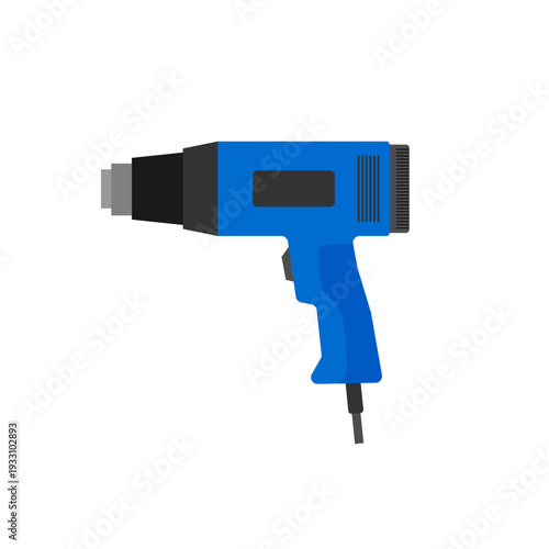 heat gun flat deign vector illustration isolated on white background. electric hot gun power tool electric hot air device for repair, crafting, and industrial maintenance applications