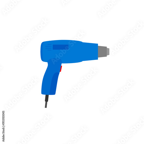 heat gun flat deign vector illustration isolated on white background. electric hot gun power tool electric hot air device for repair, crafting, and industrial maintenance applications