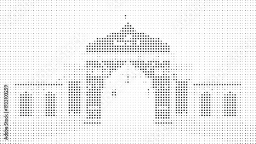 Black star dot architectural archway abstract background, Abstract archway and pillar design formed with star dots